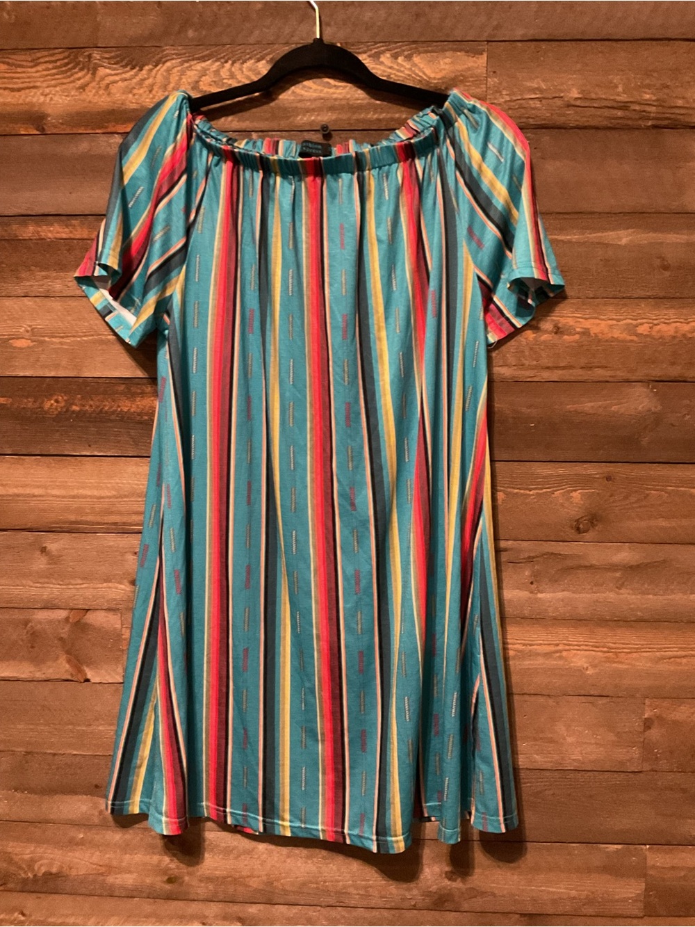 Fahion Express Women’s Serape Striped Short Sleeve Dress Size Small